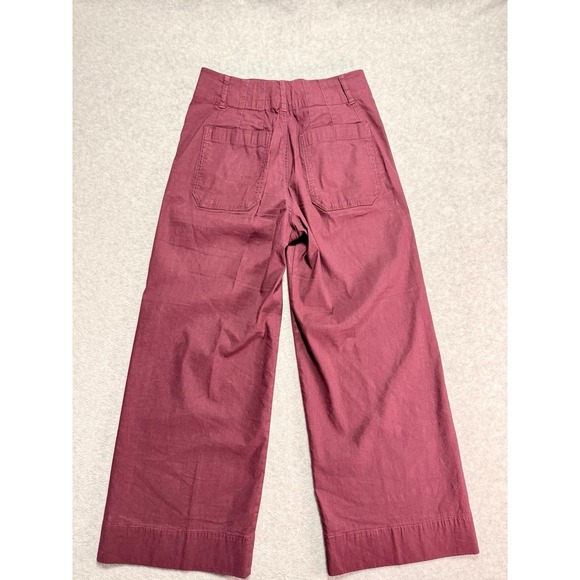 Women's Burgundy Maeve By Anthropogie Front Pockets Wide Leg Pants - Picture 9 of 13